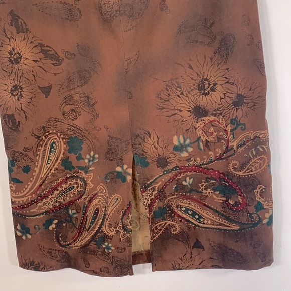 Requirements Petite Autumn Fall High Waisted Women’s Size 8P Paisley Brown Skirt - Picture 7 of 12